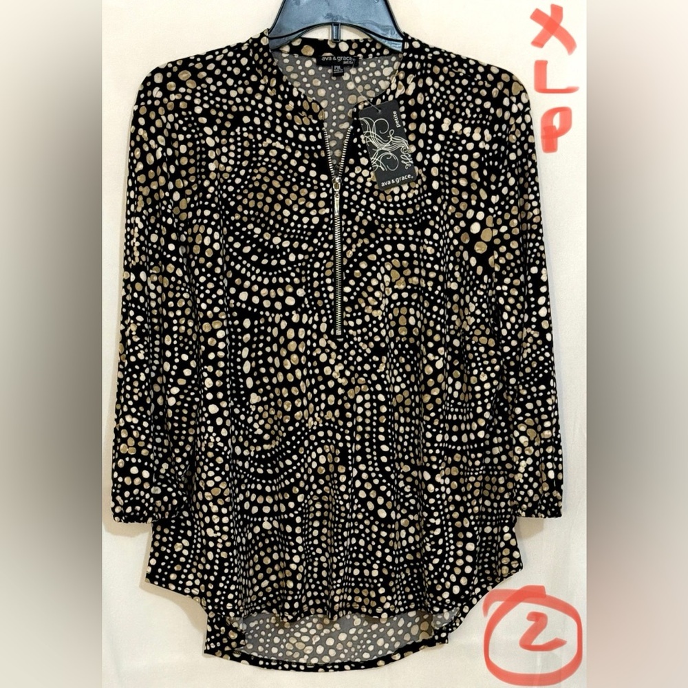 Cocomo Black and Gold Dot Blouse
